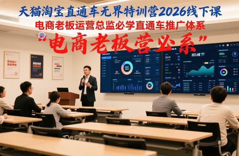 天猫淘宝直通车无界特训营2026线下课,电商老板运营总监必学直通车推广体系-旺仔资源库