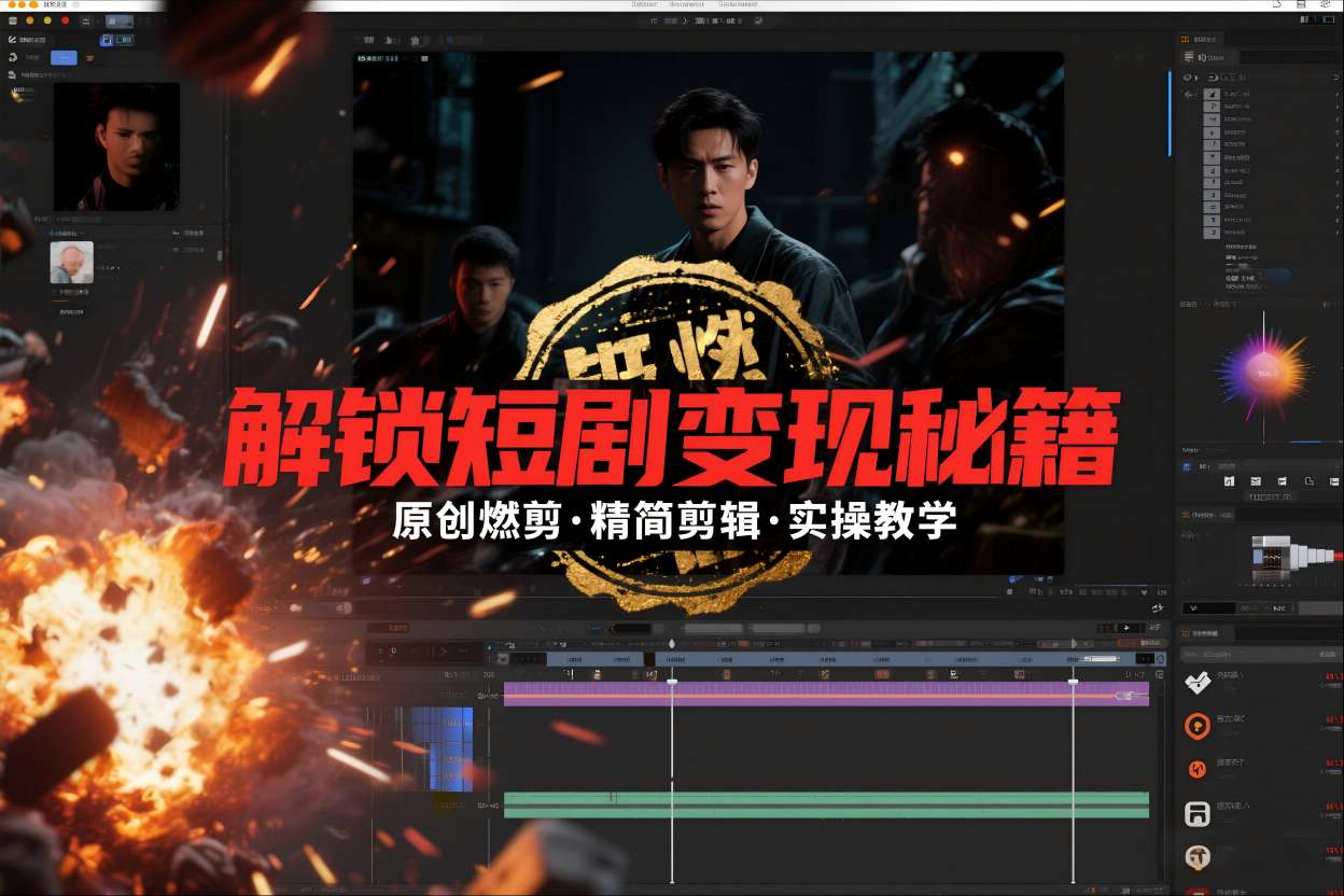 短剧拉新之原创燃剪精简剪辑实操课,解锁短剧变现秘籍-旺仔资源库