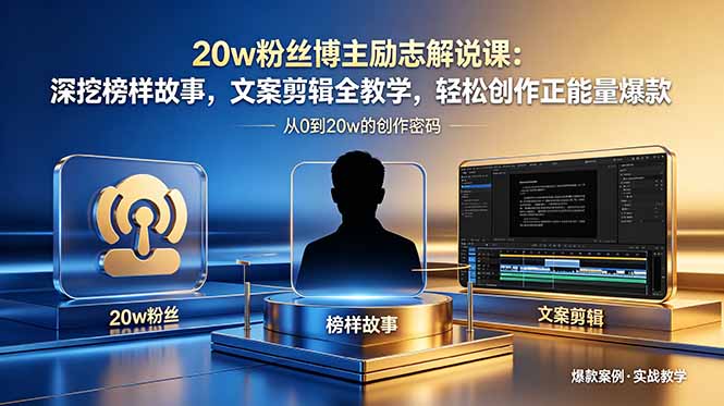 20w粉丝博主励志解说课：深挖榜样故事，文案剪辑全教学，轻松创作正能量爆款-旺仔资源库