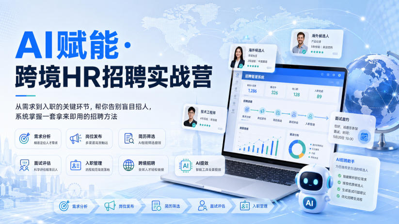 AI赋能·跨境HR招聘实战营,从需求到入职的关键环节,帮你告别盲目招人,系统掌握一套拿来即用的招聘方法-旺仔资源库