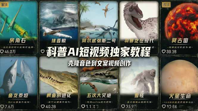 科普造物主AI短视频独家教程:从软件安装、壳隆音色到文案视频创作,零基础快速做爆款-旺仔资源库