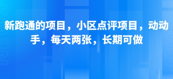 新跑通的项目，小区点评项目，动动手，每天两张，长期可做-旺仔资源库