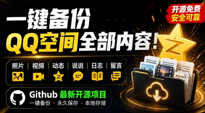 一键将你QQ空间全部内容备份下来!照片/视频/动态信息全存本地,Github最新开源项目QzoneArchive-旺仔资源库