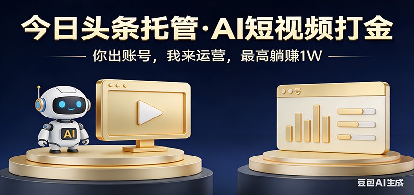 头条号AI托管，我提供作品，你提供账号，每天5分钟发布，小白躺赚3000+-旺仔资源库