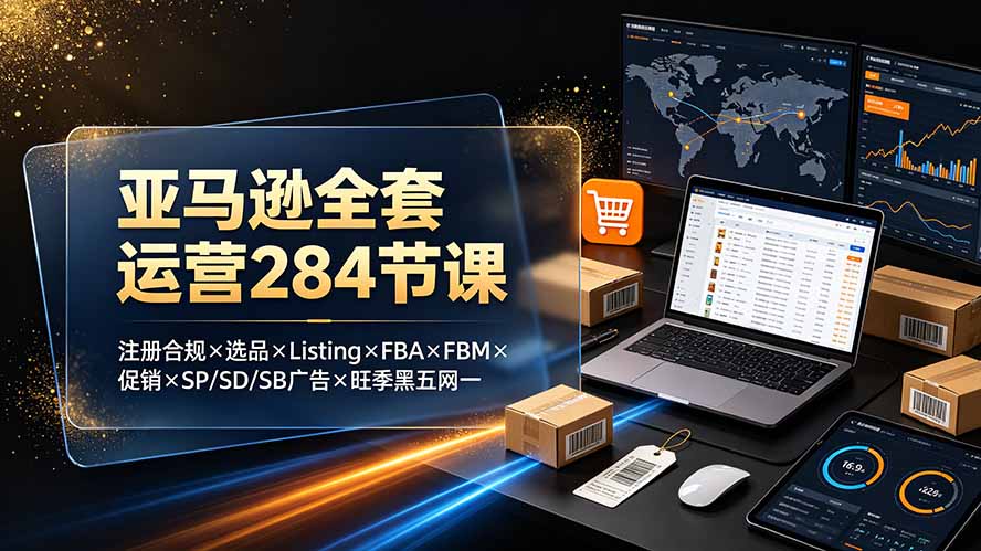 亚马逊全套运营284节课：注册合规×选品×Listing×FBA×FBM×促销×SP/SD/SB广告×旺季黑五网一-旺仔资源库