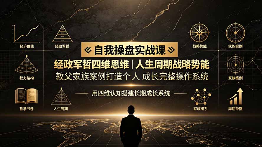 自我操盘实战课：经政军哲四维思维｜人生周期战略势能｜教父家族案例打造个人成长完整操作系统-旺仔资源库