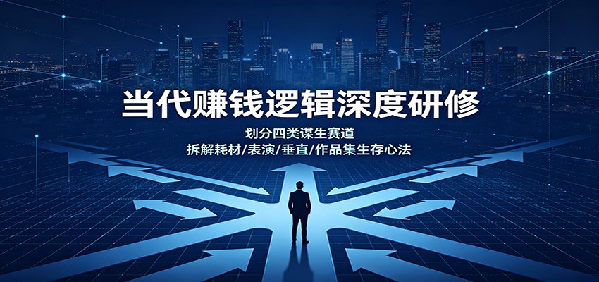 当代赚钱逻辑深度研修：划分四类谋生赛道，拆解耗材/表演/垂直/作品集生存心法-旺仔资源库