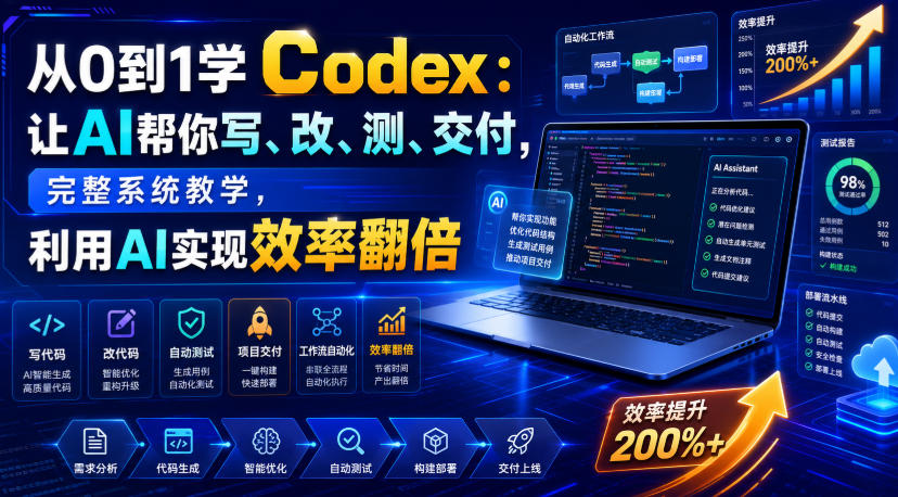 从0到1学Codex:让AI帮你写、改、测、交付,完整系统教学,利用AI实现效率翻倍(更新0918)-旺仔资源库