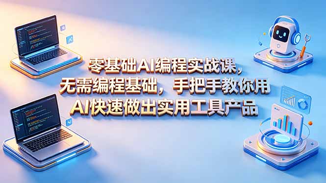 零基础AI编程实战课-更新,无需编程基础,手把手教你用AI快速做出实用工具产品-旺仔资源库