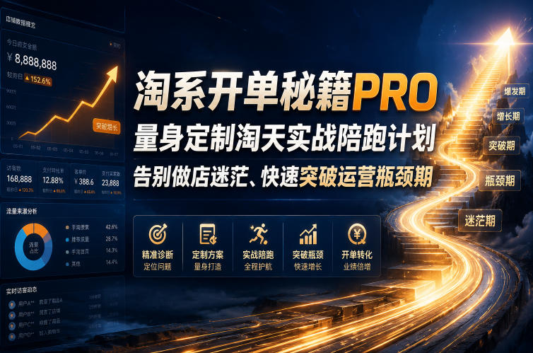 淘系开单秘籍PRO，量身定制淘天实战陪跑计划，告别做店迷茫、快速突破运营瓶颈期(更新260823)-旺仔资源库
