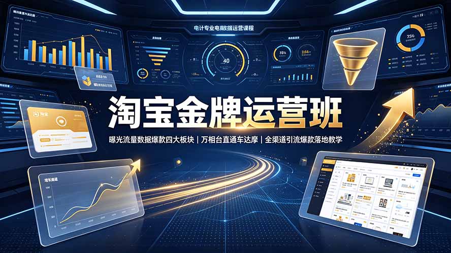 淘宝金牌运营班-7月:曝光流量数据爆款四大板块|万相台直通车达摩|全渠道引流爆款落地教学-旺仔资源库