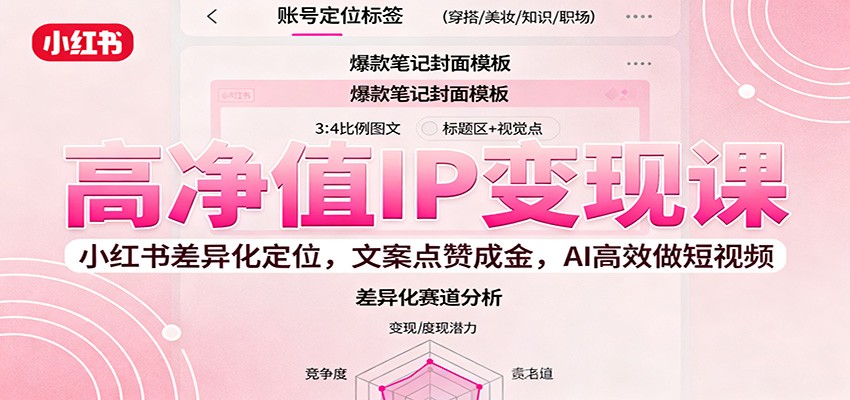 高净值IP变现课：小红书差异化定位，文案点赞成金， AI高效做短视频-旺仔资源库