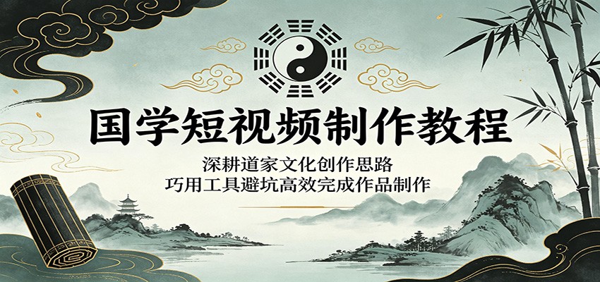 国学短视频制作教程:深耕道家文化创作思路,巧用工具避坑高效完成作品制作-旺仔资源库
