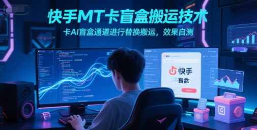 快手MT卡盲盒搬运技术，卡AI盲盒通道进行替换搬运，效果自测-旺仔资源库