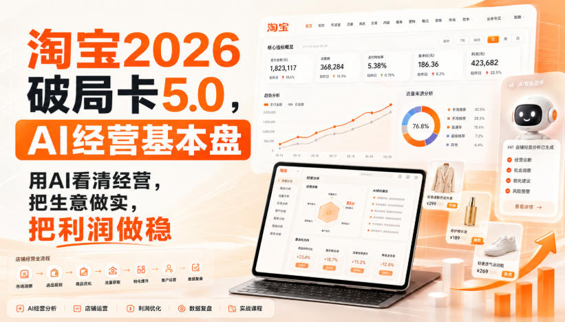 智篆商业-淘宝2026破局卡5.0,AI经营基本盘,用AI看清经营,把生意做实,把利润做稳-旺仔资源库
