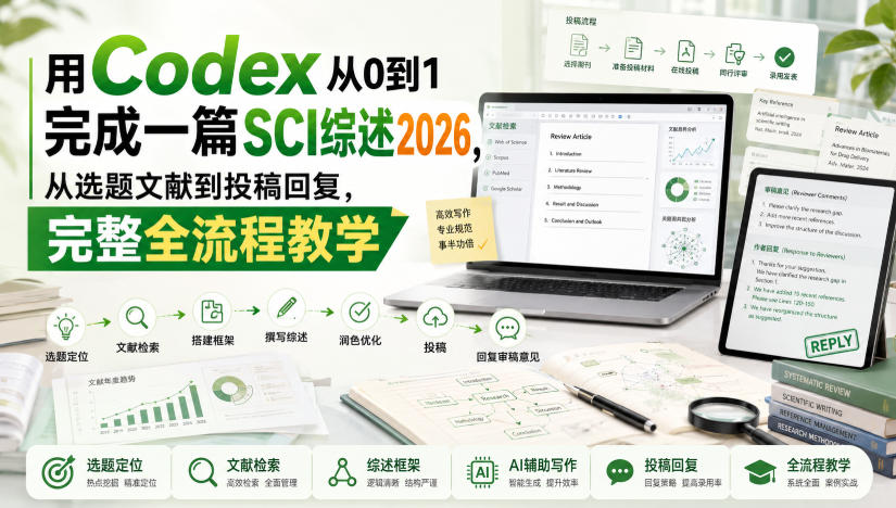 用Codex从0到1完成一篇SCI综述2026,从选题文献到投稿回复,完整全流程教学-旺仔资源库