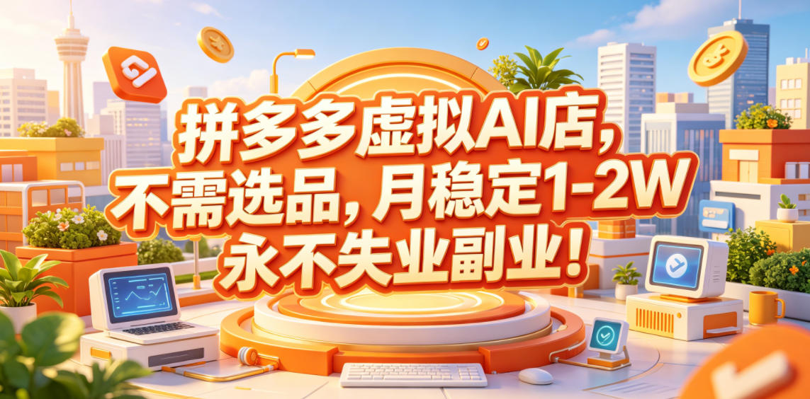 拼多多虚拟AI店,不需选品,月稳定1-2W,永不失业副业!【揭秘】-旺仔资源库