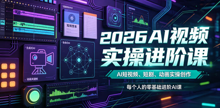 2026AI视频实操进阶课，AI短视频、短剧、动画实操创作，每个人的零基础进阶ai课(更新0825)-旺仔资源库