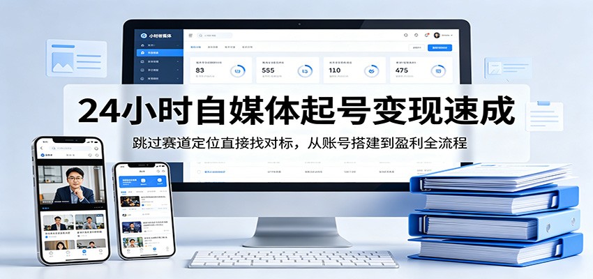 24小时自媒体起号变现速成，跳过赛道定位直接找对标，从账号搭建到盈利全流程-旺仔资源库