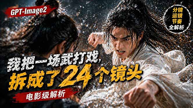 用GPT-Image2，把一段武打对决拆成24个连续镜头，从人物建立、动作衔接、运镜节奏，到情绪爆发-旺仔资源库