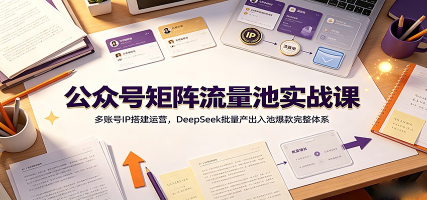 公众号矩阵流量池实战课:多账号IP搭建运营,DeepSeek批量产出入池爆款完整体系-旺仔资源库