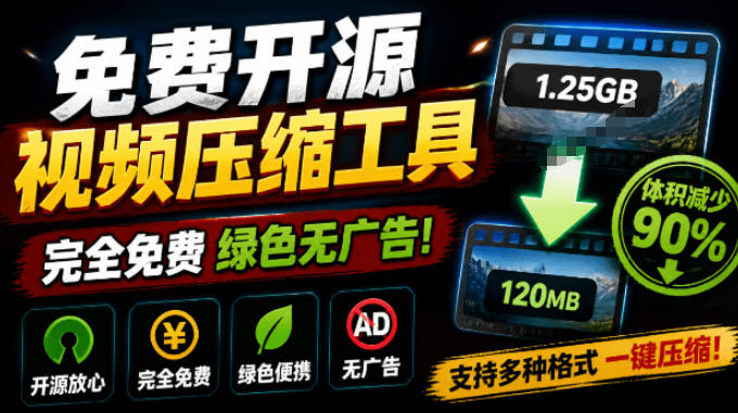 Github开源视频压缩瘦身工具，轻松压缩90%，并保持画质清晰，完全免费绿色无广告！VideoSlim-旺仔资源库