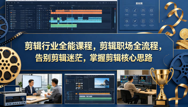 剪辑行业全能课程，剪辑职场全流程，告别剪辑迷茫，掌握剪辑核心思路-旺仔资源库