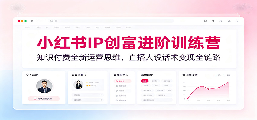小红书IP创富进阶训练营：知识付费全新运营思维，直播人设话术变现全链路-旺仔资源库