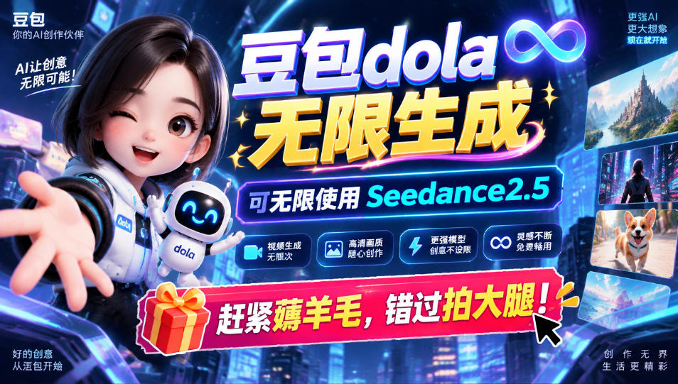 1029最新豆包dola无限生成技术,可以无限生成sseedance2.5,赶紧薅羊毛,和谐拍大腿-旺仔资源库