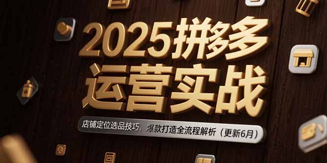 2025拼多多运营实战：店铺定位选品技巧，爆款打造全流程解析(更新6月-旺仔资源库