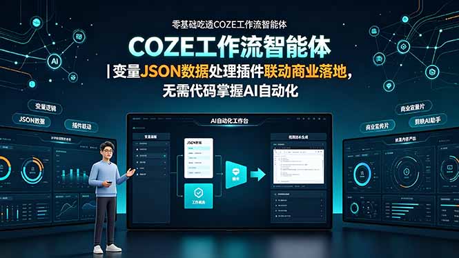 零基础吃透COZE工作流智能体｜变量JSON数据处理插件联动商业落地，无需代码掌握AI自动化-旺仔资源库