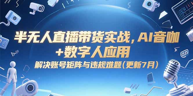 半无人直播带货实战，AI音咖+数字人应用 解决账号矩阵与违规难题(更新7月-旺仔资源库