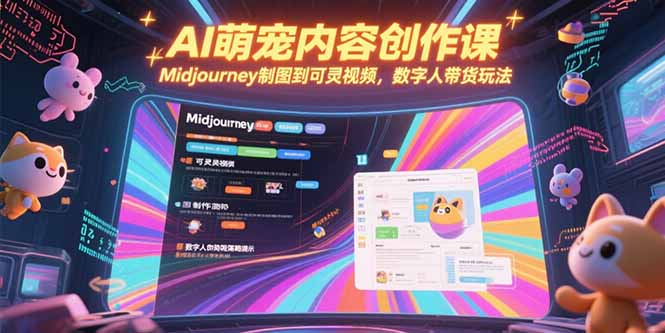 AI萌宠内容创作课，Midjourney制图到可灵视频，数字人带货玩法-旺仔资源库