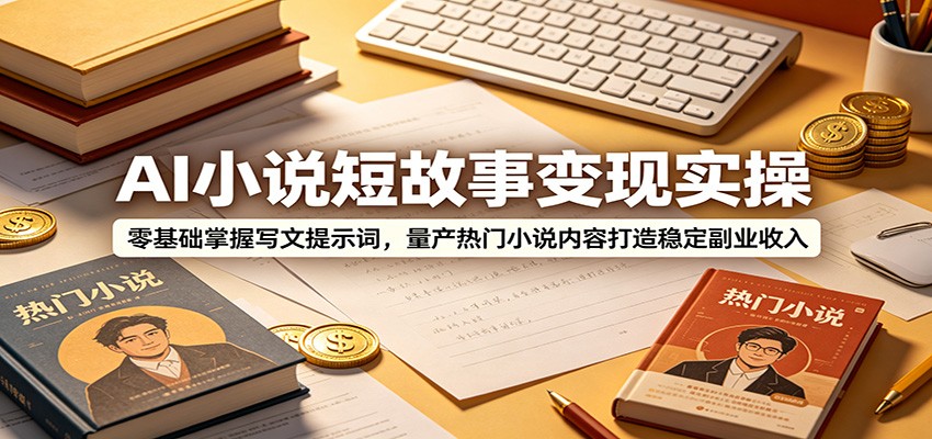 AI小说短故事变现实操：零基础掌握写文提示词，量产热门小说内容打造稳定副业收入-旺仔资源库