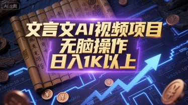 文言文AI视频项目，无脑操作，日入1K以上-旺仔资源库