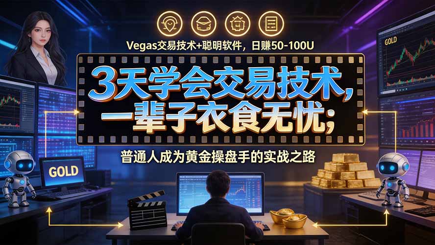 3天学会做交易，普通人快速成为操盘手” Vegas交易系统+聪明软件 ， 日赚50-1000U， 长期稳定，小白轻松上手-旺仔资源库