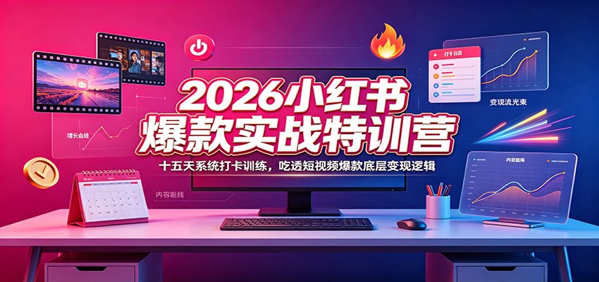 2026小红书爆款实战特训营：十五天系统打卡训练，吃透短视频爆款底层变现逻辑-旺仔资源库