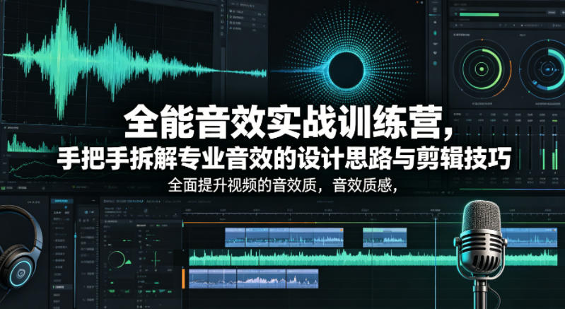 全能音效实战训练营，手把手拆解专业音效的设计思路与剪辑技巧，全面提升视频的音效质感-旺仔资源库