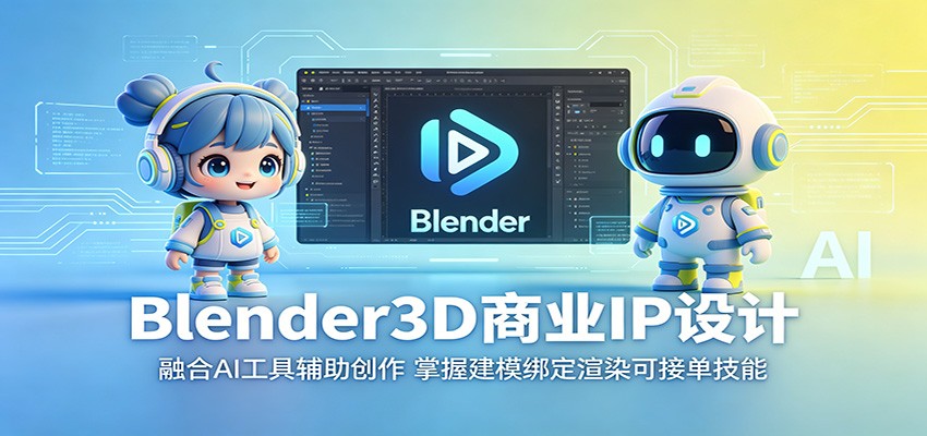 Blender3D商业IP设计:融合AI工具辅助创作,掌握建模绑定渲染可接单技能-旺仔资源库