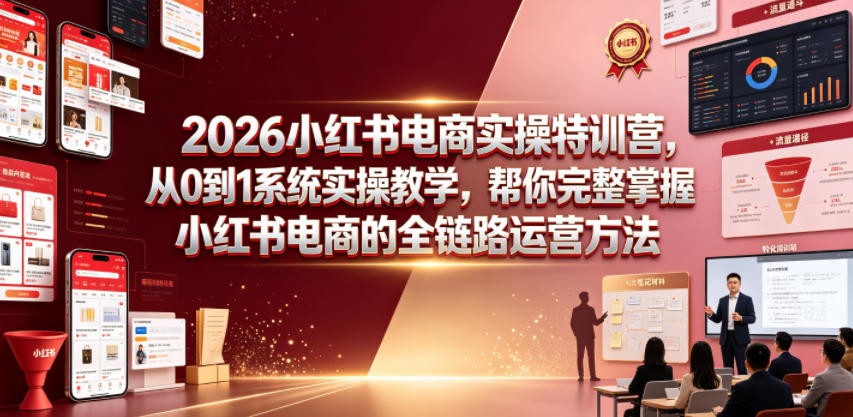 2026小红书电商实操特训营,从0到1系统实操教学,帮你完整掌握小红书电商的全链路运营方法-旺仔资源库