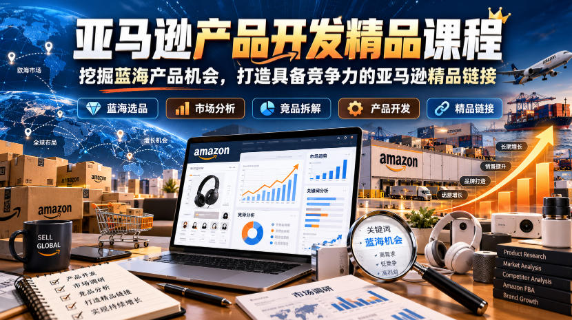 亚马逊产品开发精品课程,挖掘蓝海产品机会,打造具备竞争力的亚马逊精品链接-旺仔资源库