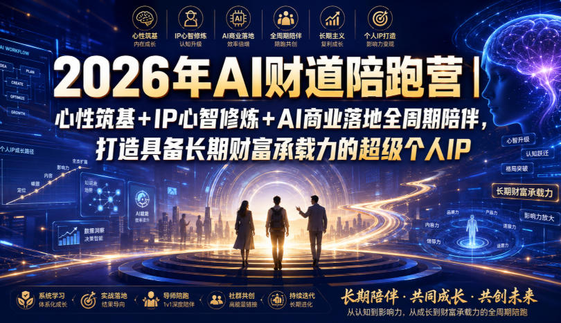 2026年AI财道陪跑营|心性筑基+IP心智修炼+AI商业落地全周期陪伴,打造具备长期财富承载力的超级个人IP-旺仔资源库