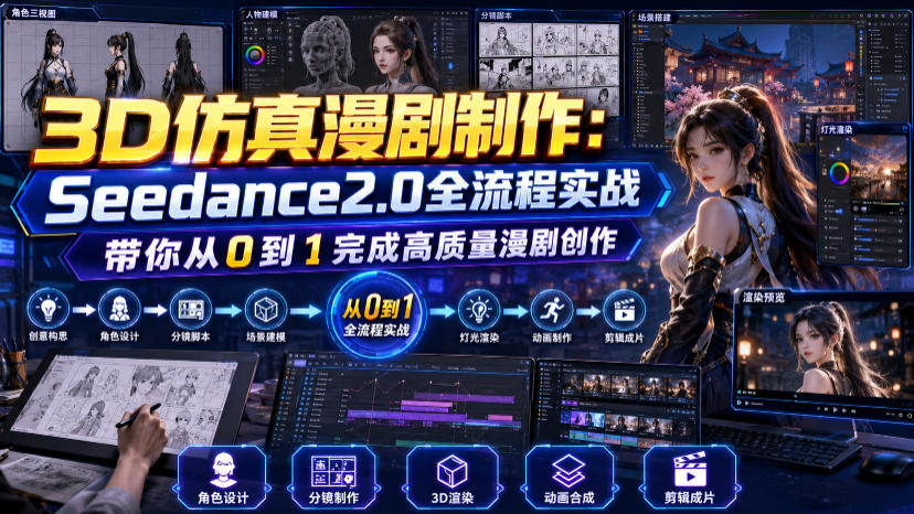 3D仿真漫剧制作：Seedance2.0全流程实战，带你从0到1完成高质量漫剧创作-旺仔资源库