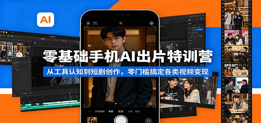 零基础手机AI出片特训营：从工具认知到短剧创作，零门槛搞定各类视频变现-旺仔资源库