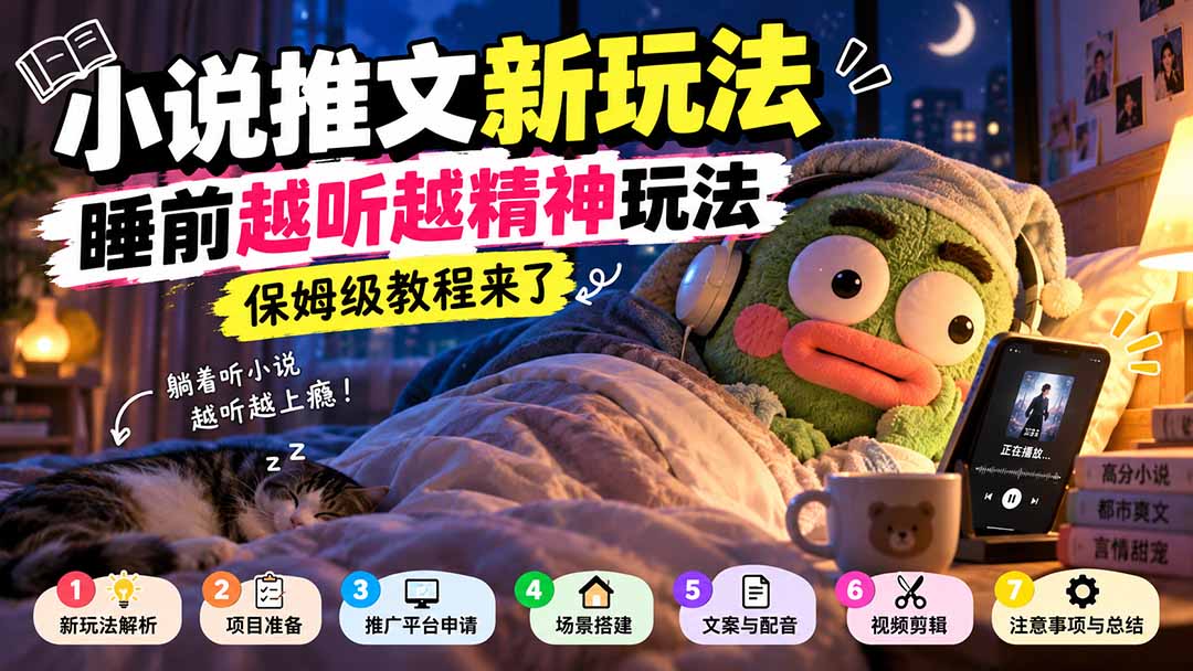 小说推文新玩法,睡前越听越精神玩法,保姆级教程来了-旺仔资源库