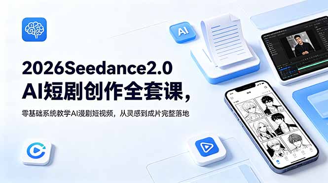 2026Seedance2.0AI短剧创作全套课，零基础系统教学AI漫剧短视频，从灵感到成片完整落地-旺仔资源库