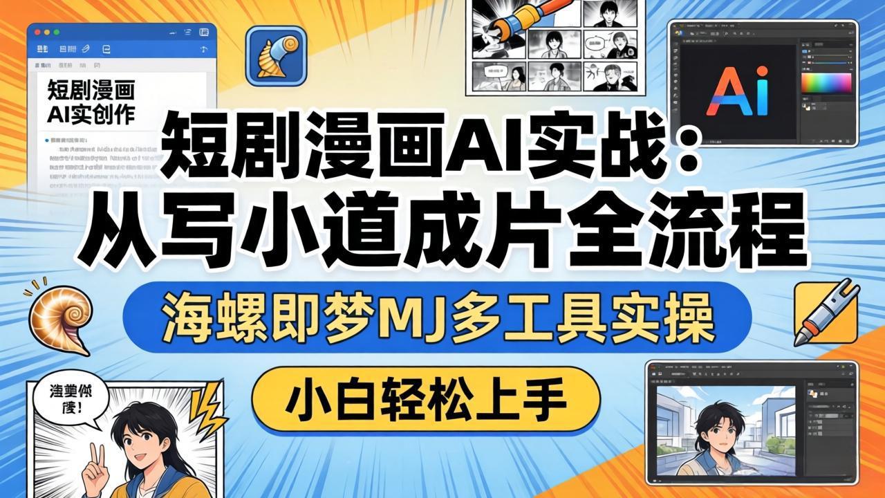 短剧漫画AI实战:从写小说到成片全流程,海螺即梦MJ多工具实操,小白轻松上手-旺仔资源库