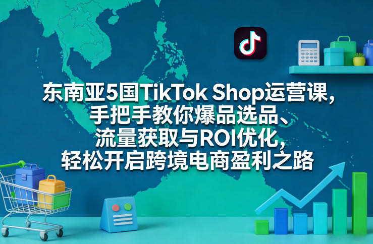 东南亚5国TikTok Shop运营课，手把手教你爆品选品、流量获取与ROI优化，轻松开启跨境电商盈利之路-旺仔资源库