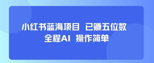 小红书蓝海项目，全程AI，操作简单，已挣五位数-旺仔资源库
