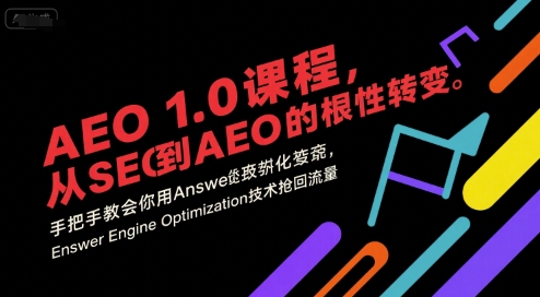 AEO 1.0 课程，从SEO到AE0的基命性转变，手把手教会你用AnswerEngineOptimization技术抢回流量-旺仔资源库